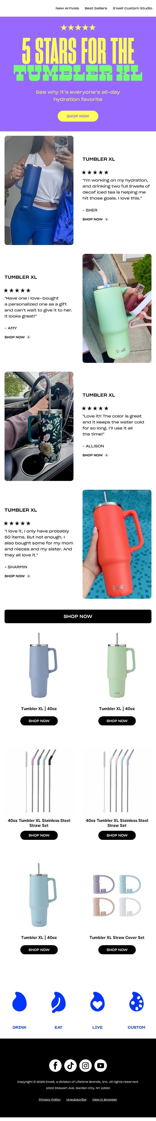 A Tumbler That Lives Up To The Hype email from S'well screenshot