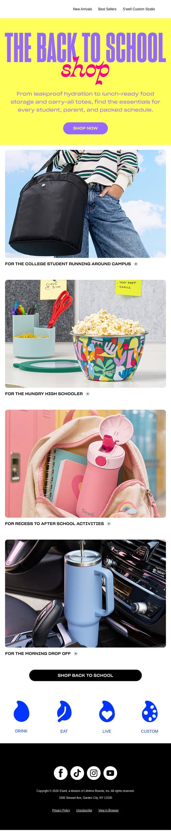 Prep For Back To School Success With S’well email from S'well screenshot