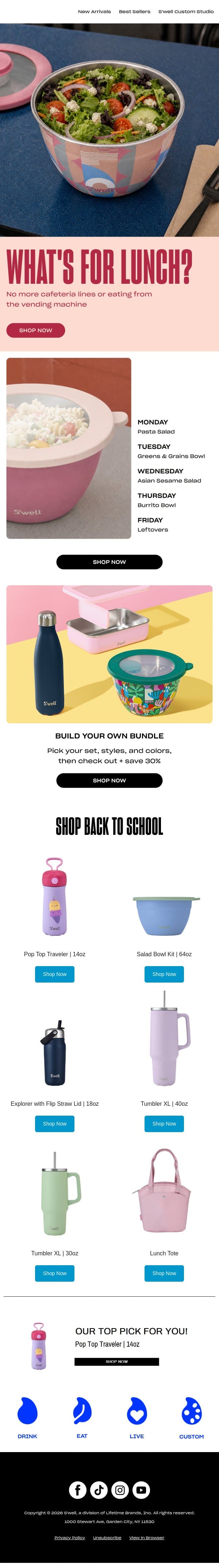 School Lunches = Solved email from S'well screenshot