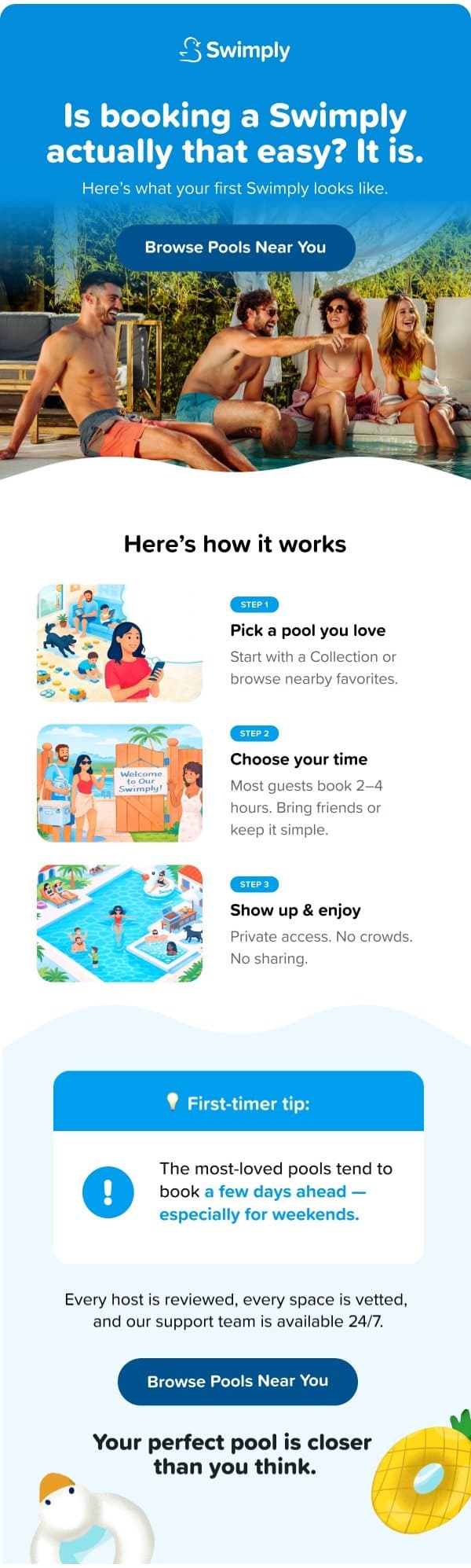 Is booking a Swimply actually that easy? email from Swimply screenshot