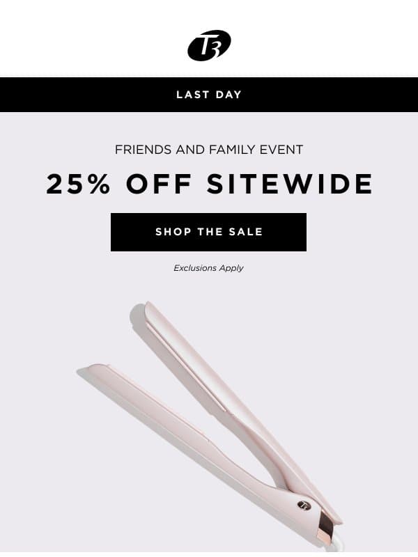 Last Chance to SALE email from T3