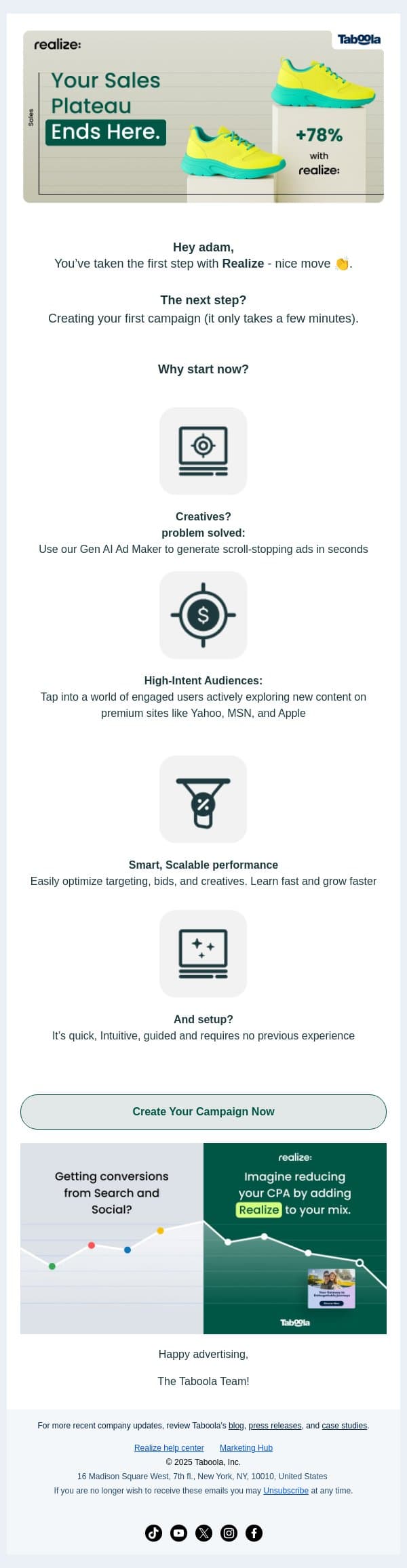 Starting is easy, waiting isn’t cheap email from Taboola screenshot