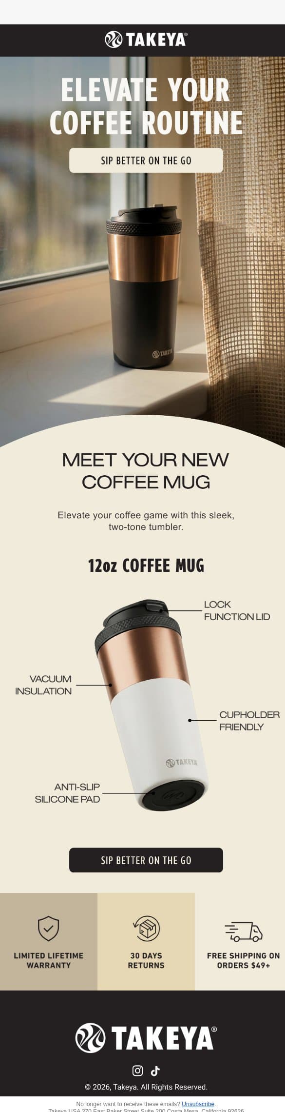 Coffee Routine: Elevated ✔️ email from Takeya screenshot