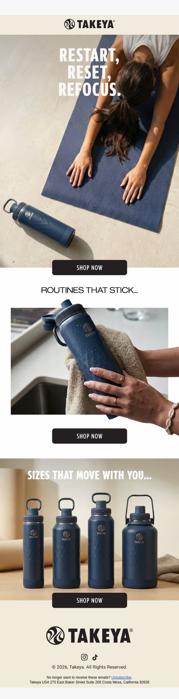 Revitalize Your Daily Routine... email from Takeya screenshot