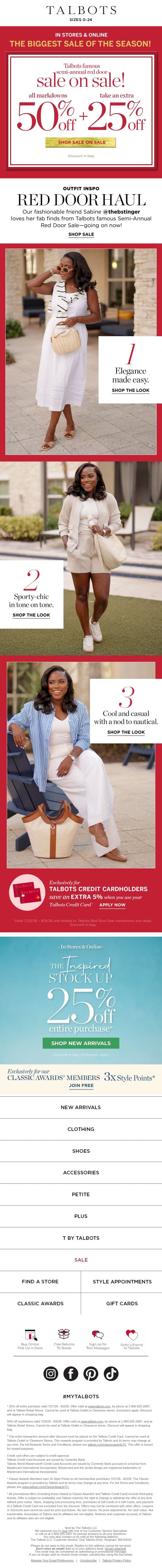 25% off your entire purchase + your flowers have arrived!* email from Talbots screenshot