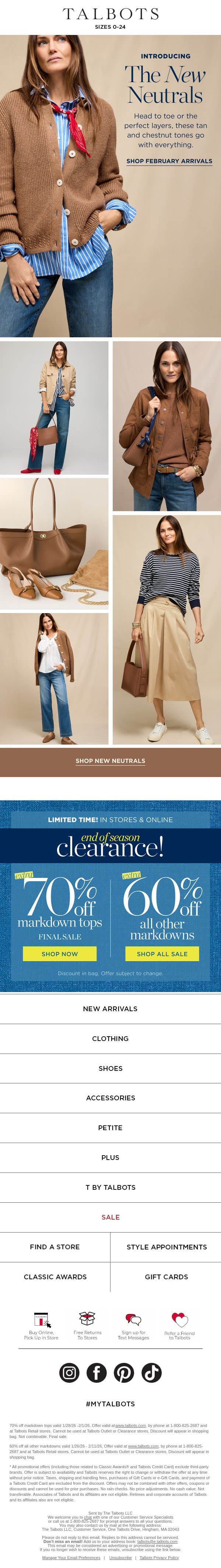 Ways to Wear: Fashion’s New Neutrals email from Talbots screenshot