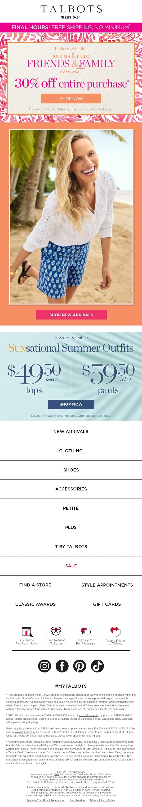 You’re about to miss FREE SHIPPING! email from Talbots screenshot