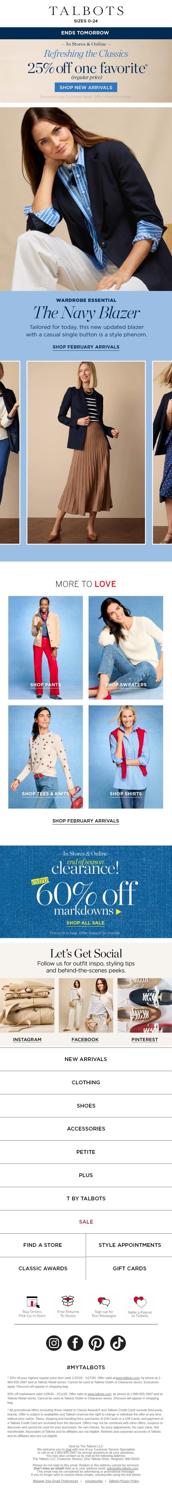 This must-have is TAILORED for TODAY! email from Talbots screenshot