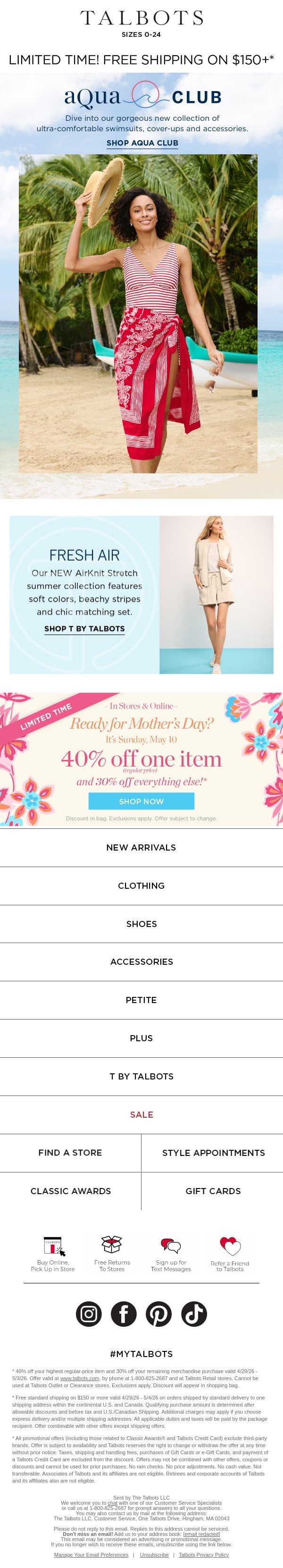 🌊 Beach vacation? Make a splash. email from Talbots screenshot