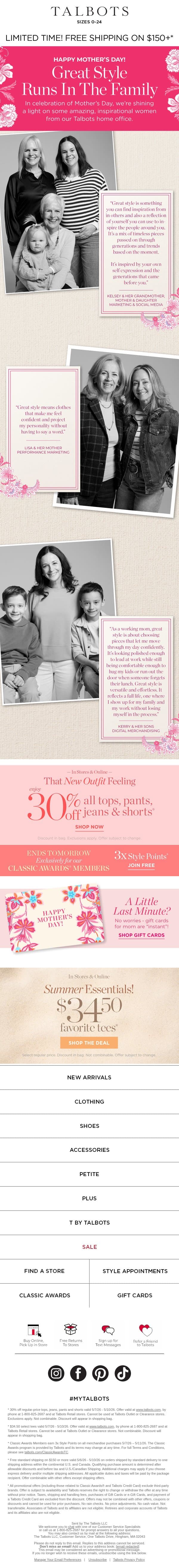 🩷 Great Style Runs in the (Talbots) Family email from Talbots screenshot