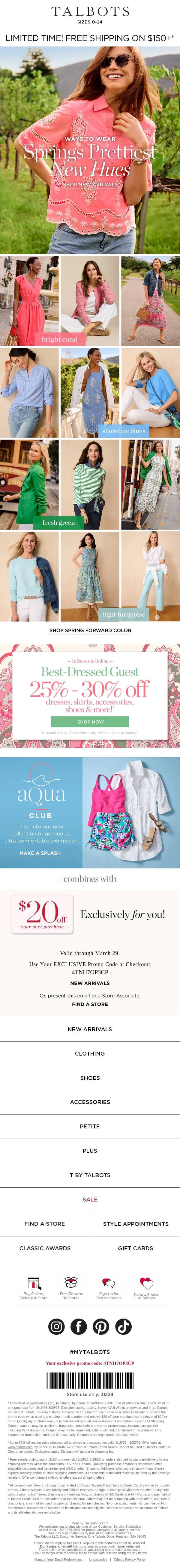 NEW Spring Hues + 25-30% off dresses, skirts & MORE email from Talbots screenshot