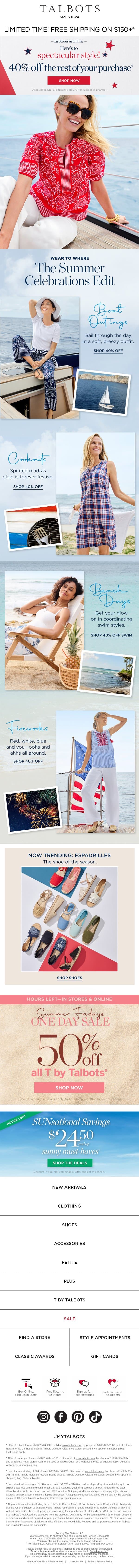 Wear to Where: The Summer Celebrations Edit email from Talbots screenshot
