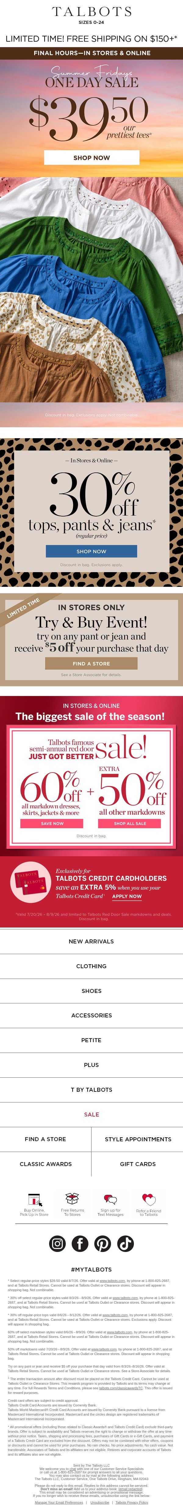 ⌛ $39.50 TEES is ENDING! email from Talbots screenshot