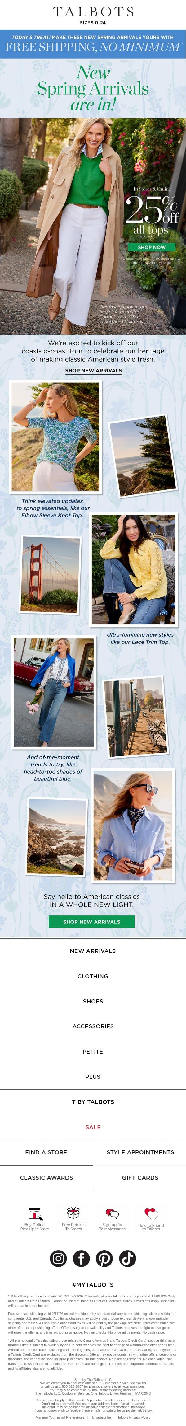 💐 NEW Spring Arrivals are here—HOORAY! email from Talbots screenshot