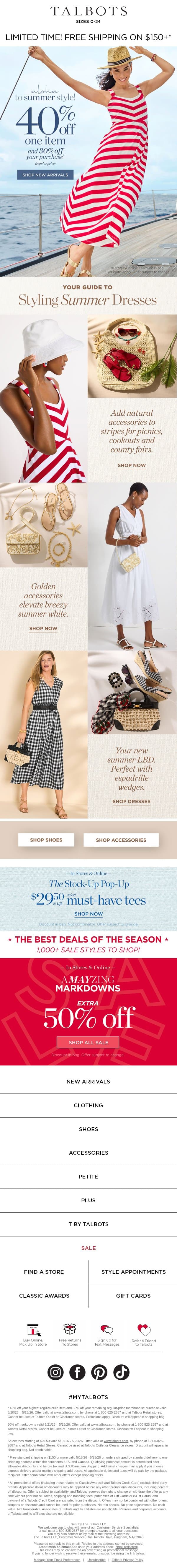 What’s 40% off? The one you love!* email from Talbots screenshot