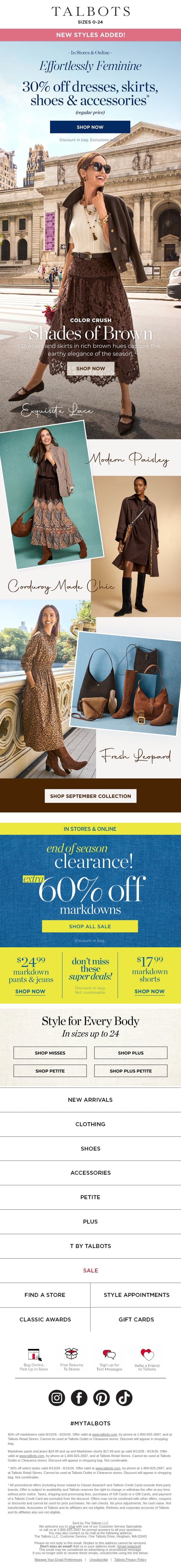 It’s all in the DETAILS + 30% off dresses & skirts email from Talbots screenshot