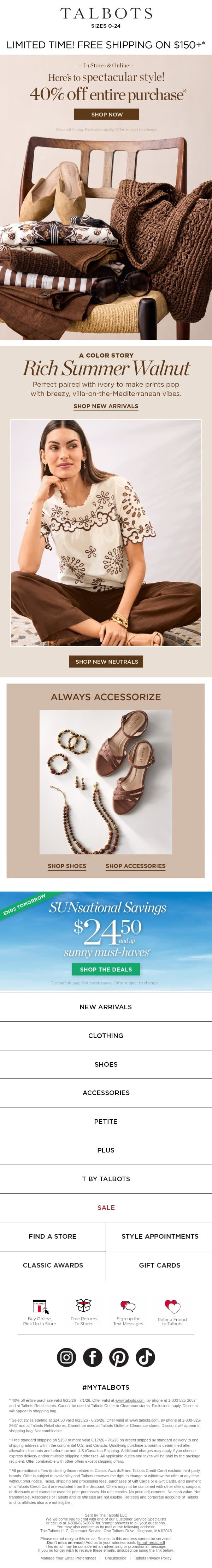 Discover Summer’s Chic New Neutral email from Talbots screenshot