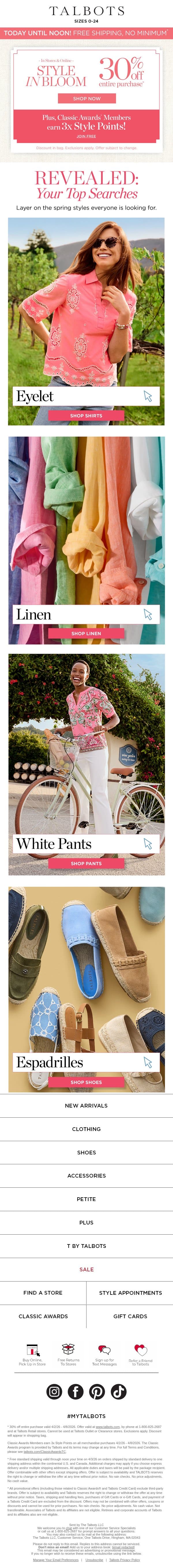 ⚡ FREE SHIP Flash Sale until NOON + 30% off ⚡ email from Talbots screenshot