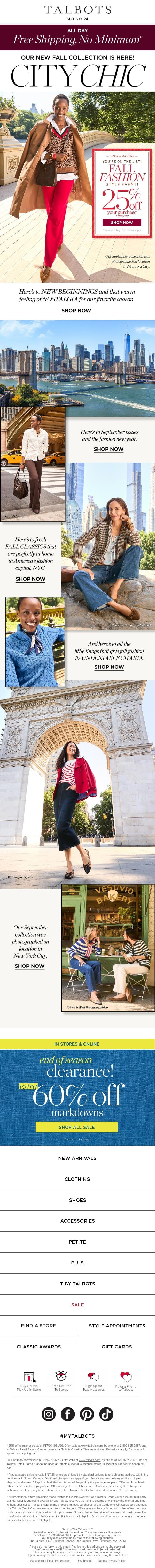 Our New Collection is here + FREE shipping today only email from Talbots screenshot