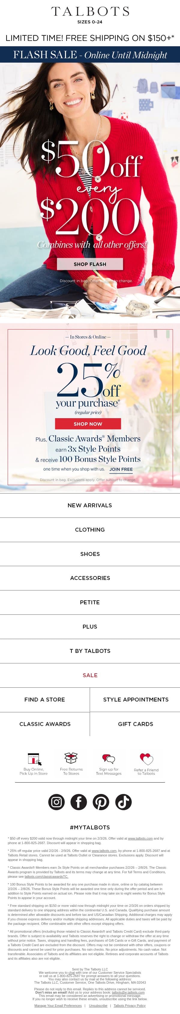 ⚡ Flash Sale ⚡ $50 off + 25% off email from Talbots screenshot