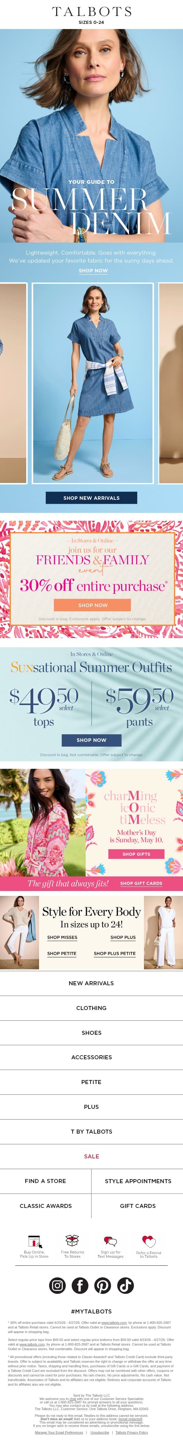 Summer Denim to Love Forever + 30% off email from Talbots screenshot