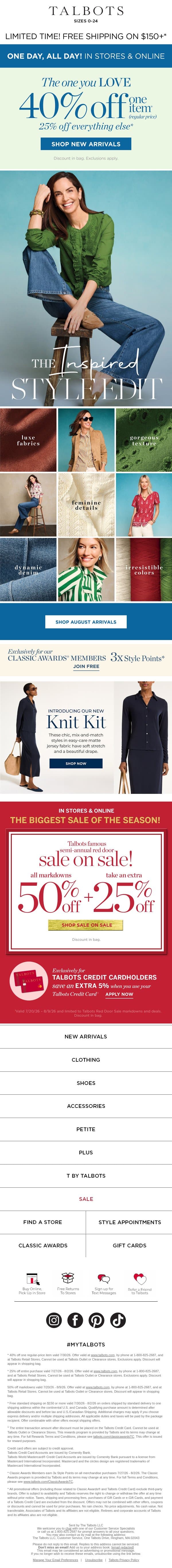 Pick your 40% off favorite before it’s too late email from Talbots screenshot