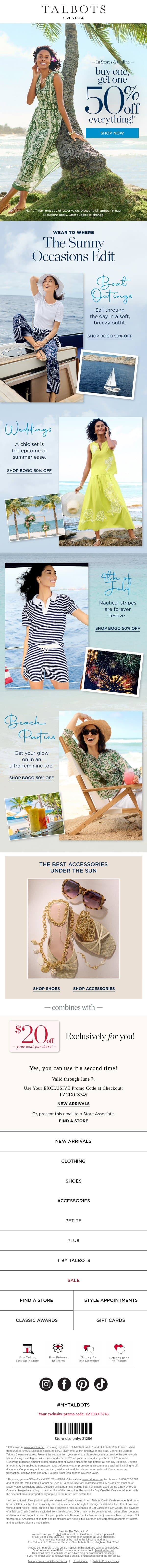 Wear to Where: The Summer Edit email from Talbots screenshot