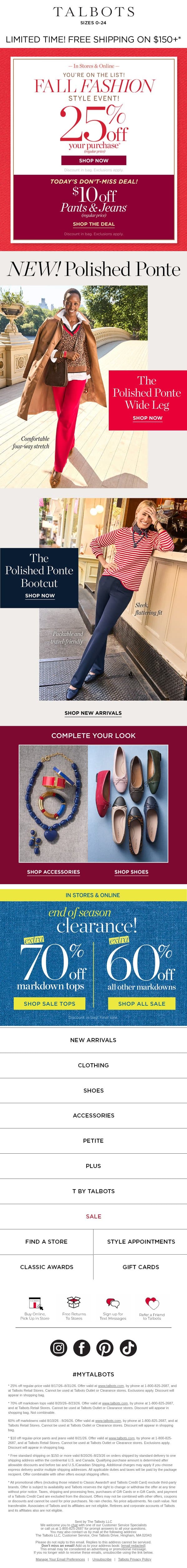 🍂 Fall Style Event + Pants You Need Now email from Talbots screenshot