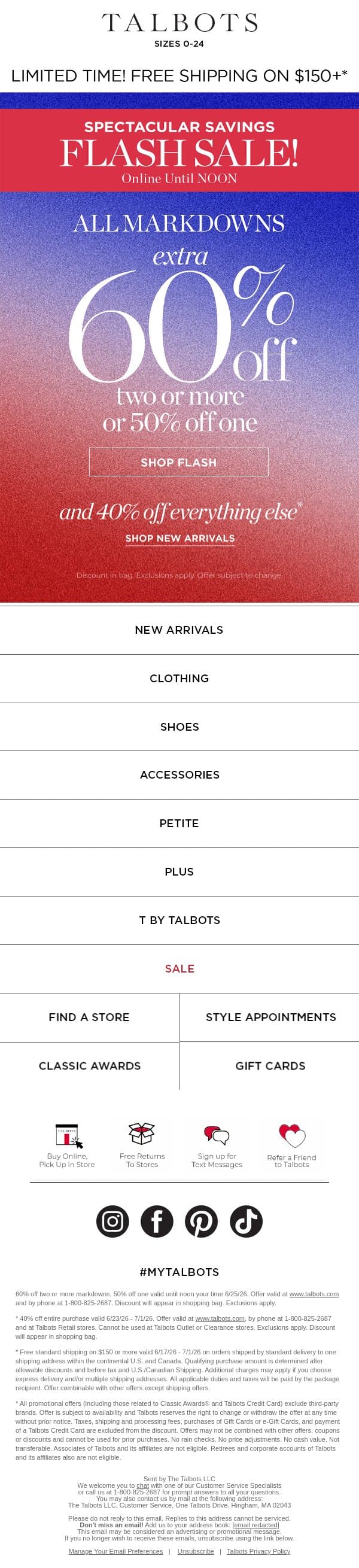 ⭐ Flash Sale ⭐ EXTRA 60% off 2 or more MARKDOWNS email from Talbots screenshot