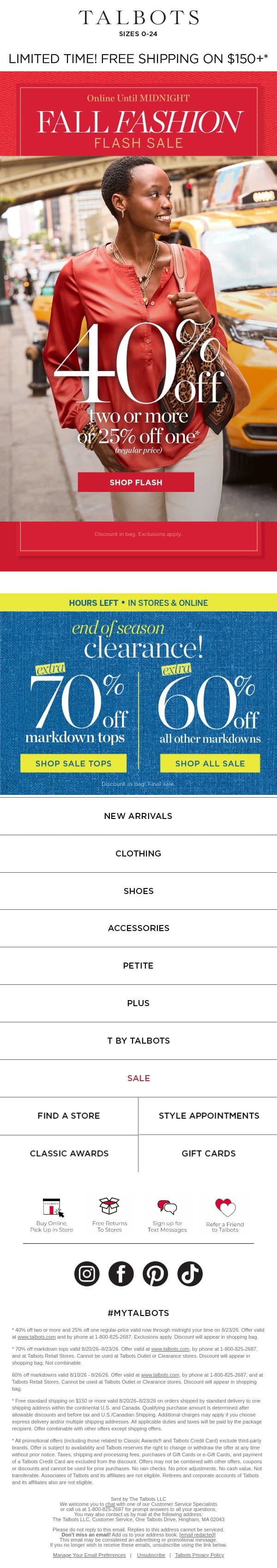 ⚡ Flash Sale ⚡40% off 2 or more items email from Talbots screenshot