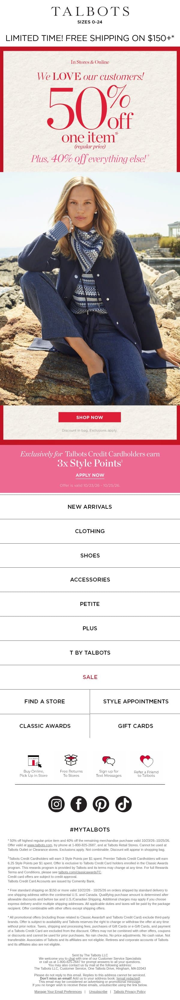 Did you pick your 50% off yet?* email from Talbots screenshot