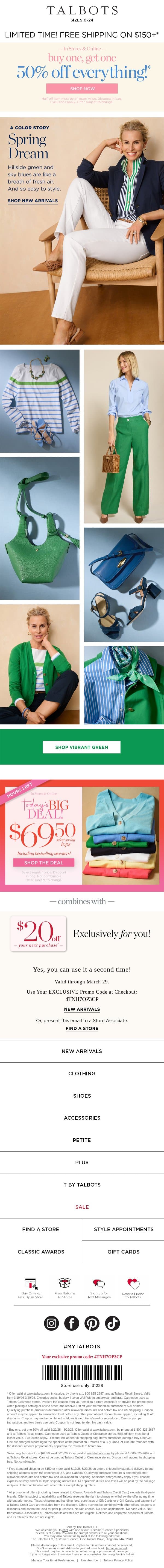 Meet Spring’s Happiest Color Combo email from Talbots screenshot