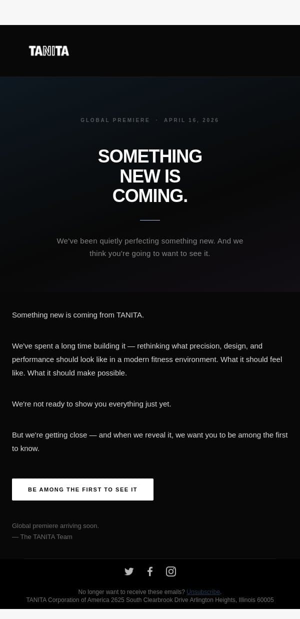 This is worth paying attention to. email from Tanita screenshot
