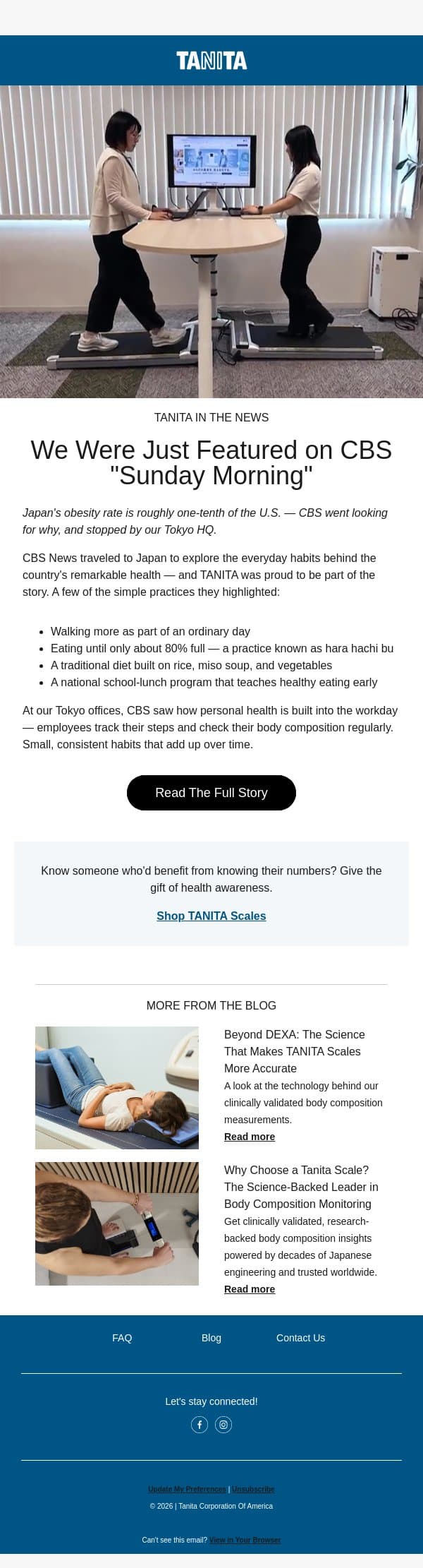 Why Japan's obesity rate is 1/10th of the U.S. email from Tanita screenshot