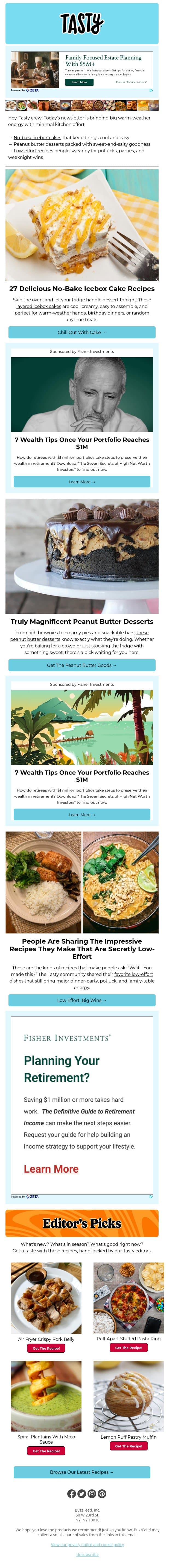Your oven just got the day off 🍰 email from Tasty screenshot