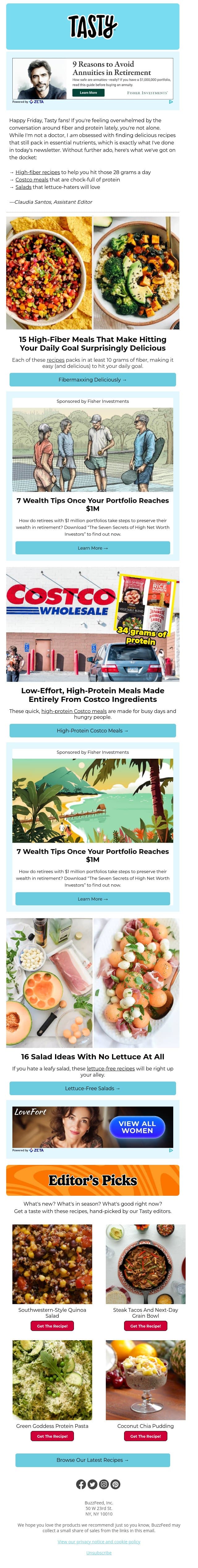 15 recipes that pack in 10 grams (or more) of fiber email from Tasty screenshot