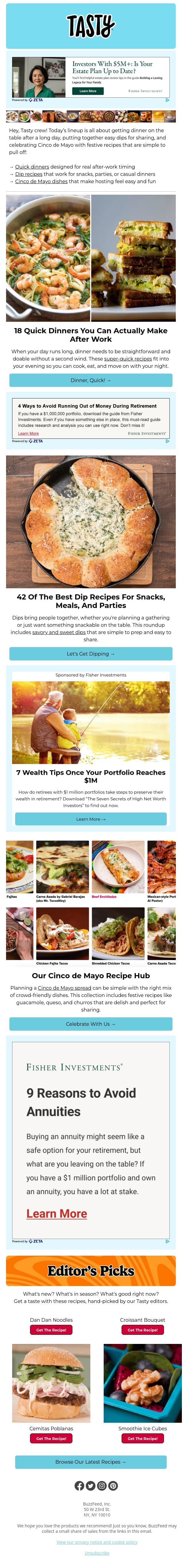 18 quick dinners for any evening email from Tasty screenshot