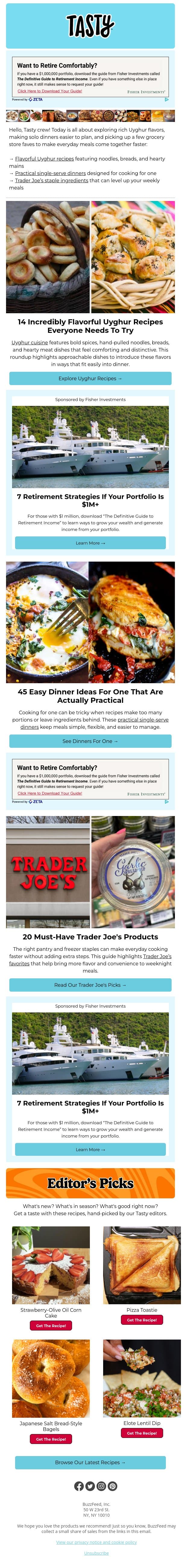 14 hearty Uyghur dinners to try at home email from Tasty screenshot