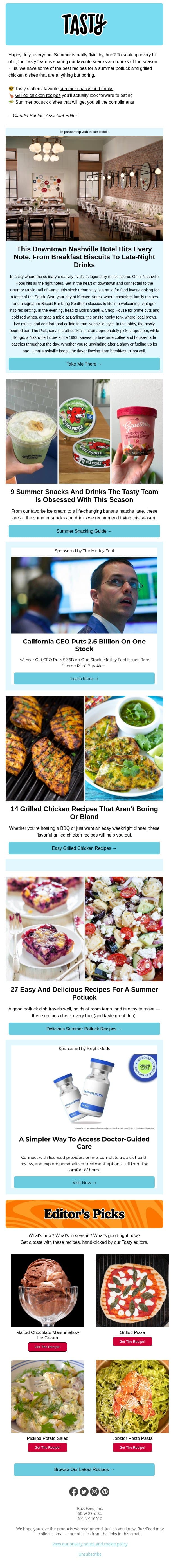 9 Tasty staffer-approved summer snacks email from Tasty screenshot