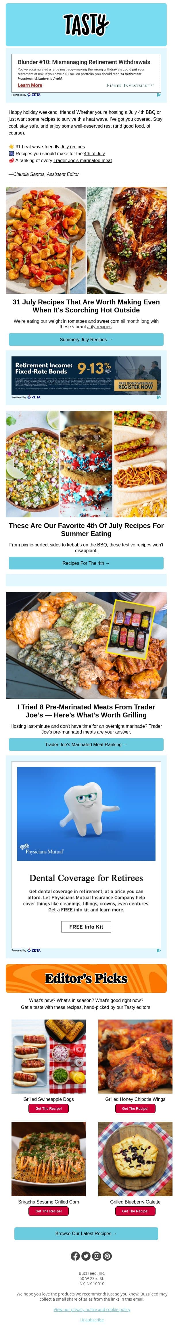 Open for the best 4th of July recipes email from Tasty screenshot