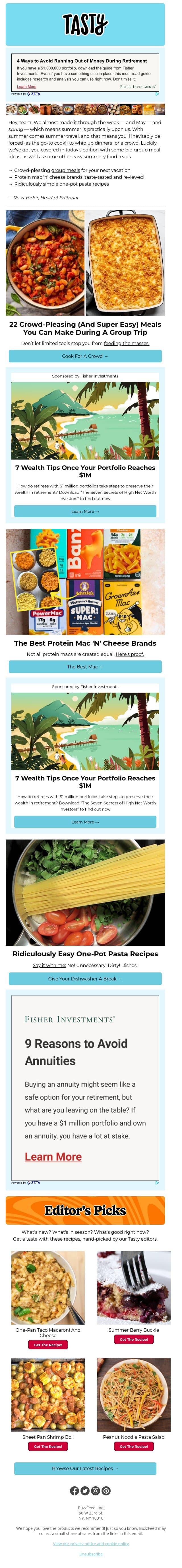 Cook for a crowd (while on-the-go) email from Tasty screenshot