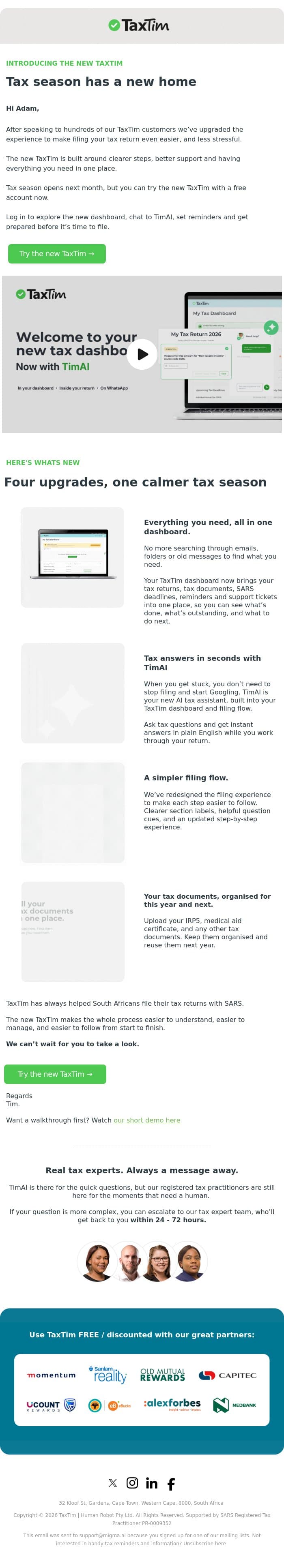 Meet the new TaxTim email from TaxTim screenshot