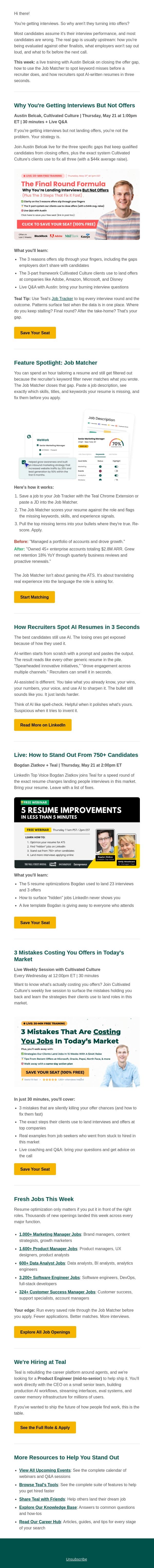 The Offer Gap email from Teal screenshot