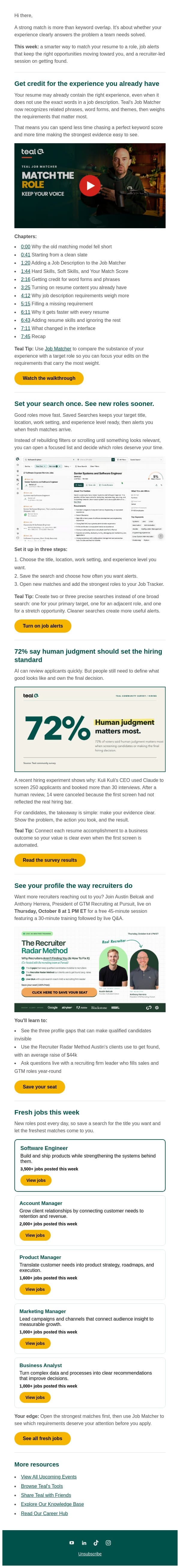 3 signals recruiters trust email from Teal screenshot