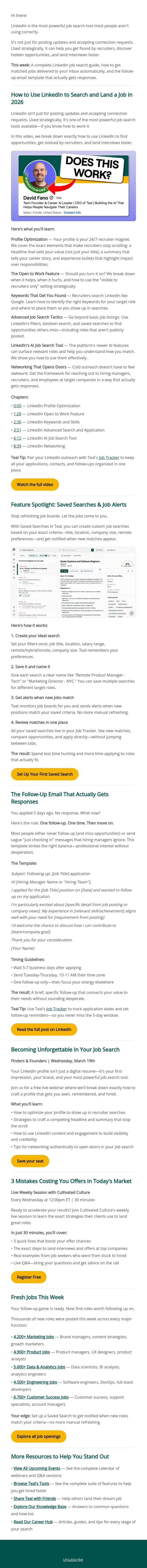 The one follow-up rule email from Teal screenshot
