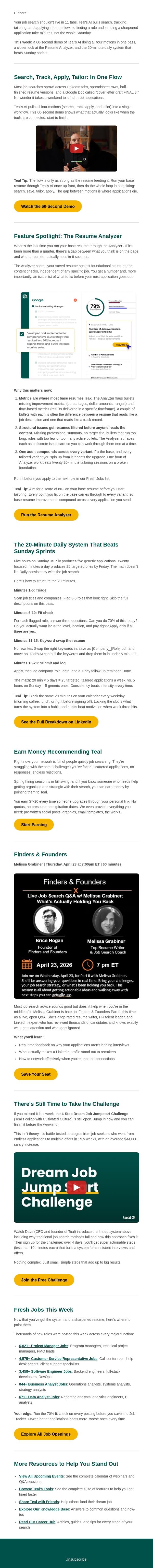 One Flow. Fewer Tabs. email from Teal screenshot