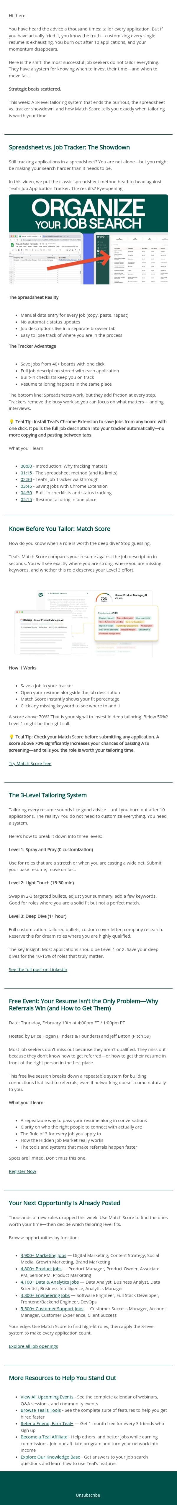 Apply Smarter email from Teal screenshot