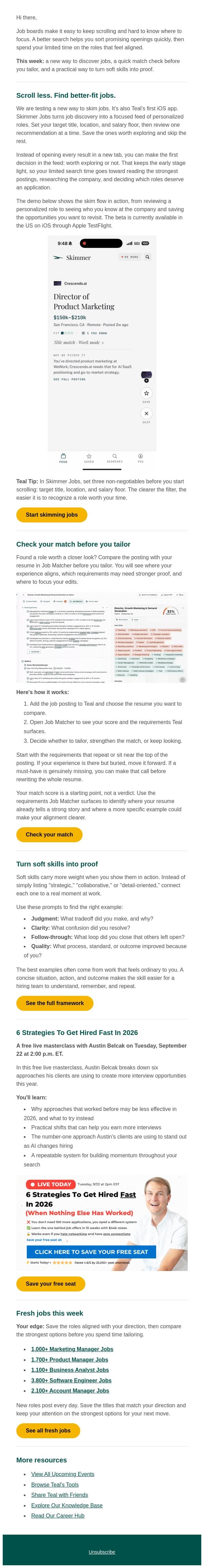 A new way to job search email from Teal screenshot
