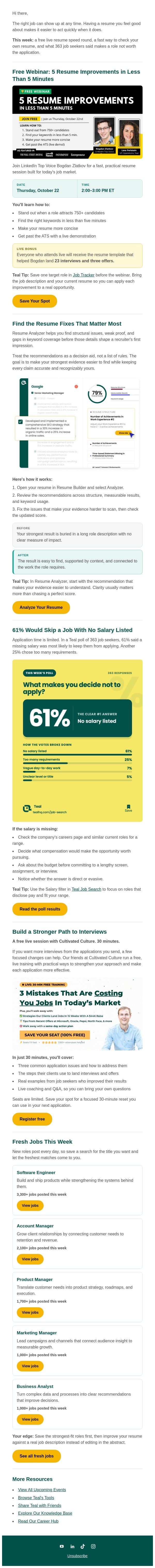 Stand Out From 750+ Candidates email from Teal screenshot