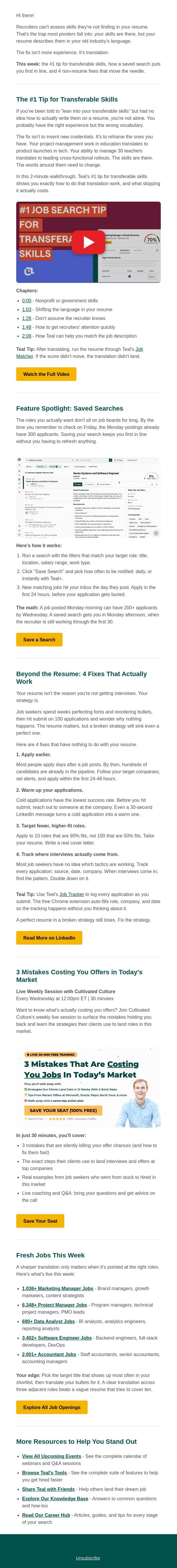 Lost in translation email from Teal screenshot